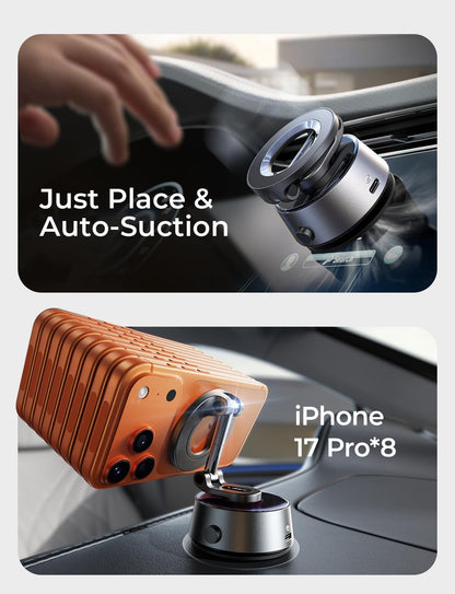 LISEN SuctionPro Phone Holder for Car【Auto Vacuum 3.0】, Magnetic Phone Holder with Suction Cup, Car Mount for Magsafe Universal Car Accessories Gifts for Men Women for iPhone 17 Pro Max Air 16 15 14